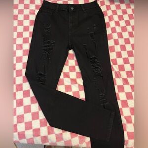 Black Distressed Ankle Jeans